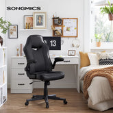 Komfortable kontorstol i kunstlæder, sort