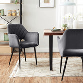 Spisebordsstol med fløjlsbetræk, grå