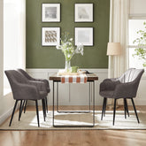 Spisebordsstol i kunstlæder, smukt vintage / art deco look, grå