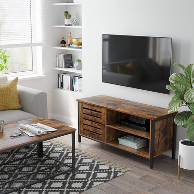 Tv-bord til op til 50-tommers fjernsyn, rustikt brunt og sort