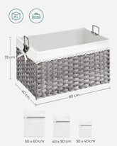 Dekorativ opbevaringskasse, L 60 x B40 x H33 cm, grå