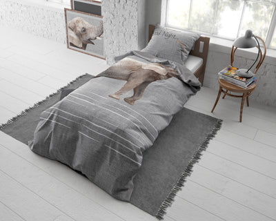 Goodnight Elephant sengesæt, grå 140 x 200 cm