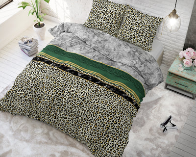 Marble Panther sengesæt, grøn 140 x 220