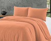 Ensfarvet sengesæt i mikrofibre, orange 140 x 220 cm