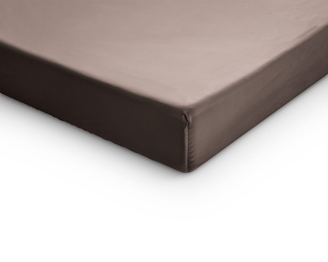 Lagen i satin til topmadras, taupe 140 x 200 cm