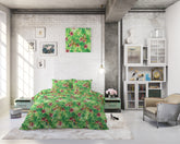Drømmende leopard sengesæt, grøn 240 x 220 cm