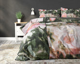 Blomstermodekunst sengesæt, grøn 200 x 220 cm