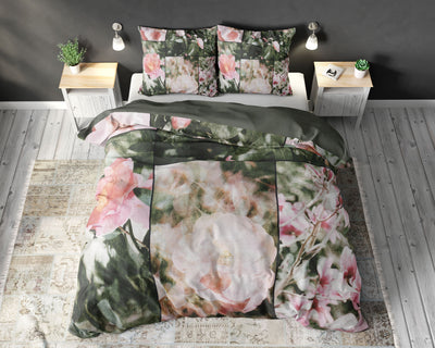 Blomstermodekunst sengesæt, grøn 200 x 220 cm