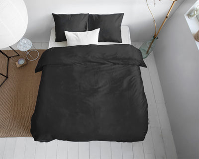 Uni Satin sengesæt, sort 135 x 200/220
