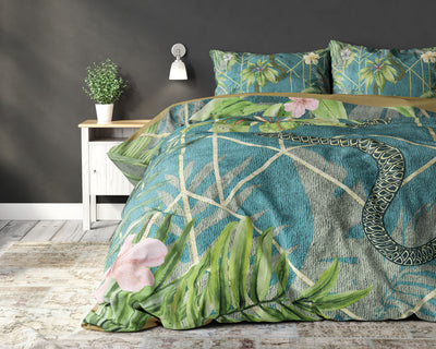 Palm Wood sengesæt, 240 x 220 cm, grøn