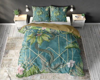 Palm Wood sengesæt, 240 x 220 cm, grøn