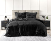 Fløjl Uni sengesæt, sort 140 x 220 cm