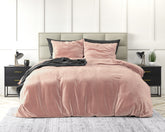 Fløjl Uni sengesæt, pink 240 x 220 cm