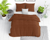 Stenvasket sengesæt, brun 200 x 220