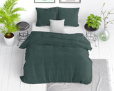 Stenvasket sengesæt, mørkegrøn 200 x 220