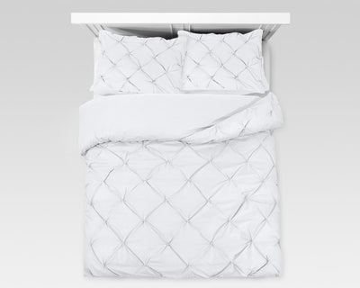 Kvadrat-mønstret sengesæt, hvid 140 x 220 cm