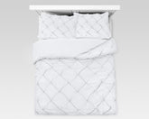 Kvadrat-mønstret sengesæt, hvid 200 x 220 cm