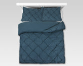 Kvadrat-mønstret sengesæt, blå 200 x 220 cm