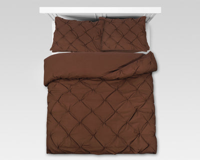Kvadrat-mønstret sengesæt, brun 140 x 200 cm