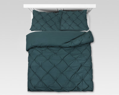 Kvadrat-mønstret sengesæt, mørkegrøn 140 x 200 cm