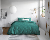 Uni Satin sengesæt, mørkegrøn 200 x 200/220