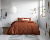 Uni sengesæt i satin, brun, 140 x 200/220 cm