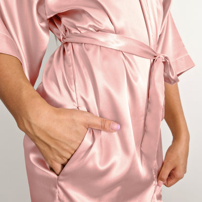 Kimono satin pink one-Size 87 x 118 cm + 40 cm ærme