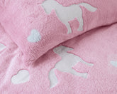 Glow in the dark unicorn sengesæt, pink, 140 x 220 cm