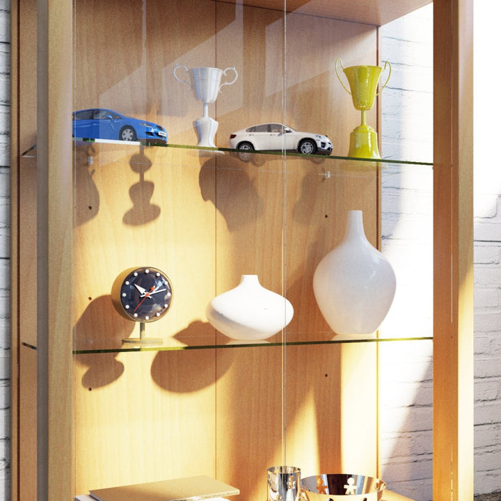 Gulvvitrineskab med sikkerhedsglas og 2 hylder, 80 x 60 x 25 cm, farve: bøg