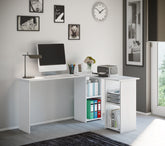 Smalt hjørneskrivebord i tidløst design, hvid