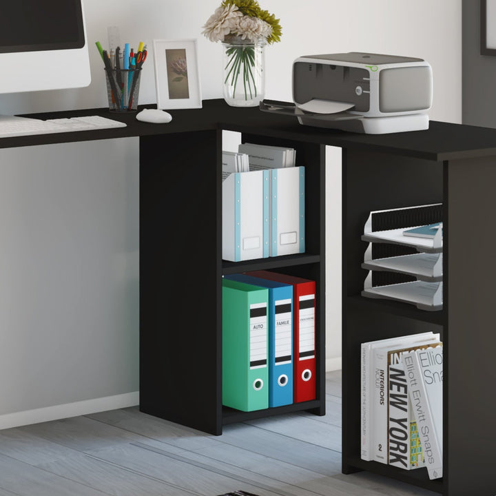 Hjørneskrivebord i tidløst design, sort