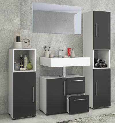 Badeværelsesmøbler i sæt "Flandu" Med Spejl, hvid og sort