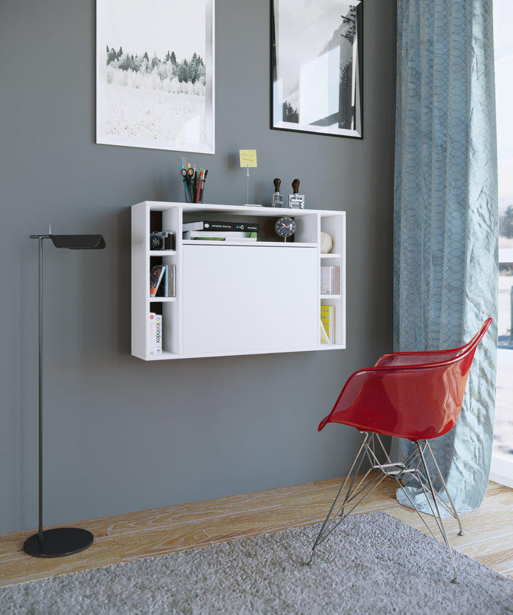 Foldbart skrivebord til væggen, 90 x 60 x 20 cm, hvid