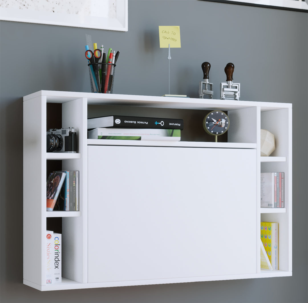 Foldbart skrivebord til væggen, 90 x 60 x 20 cm, hvid