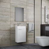 Badeværelsessæt med underskab, spejl og keramisk vask, 70 x 41 x 22 cm, hvid