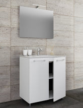 Underskab, Spejl og vask "Sentas" + Fod, H. 50 x B. 60 x D. 46 cm, hvid