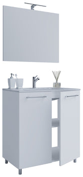 Underskab, Spejl og vask "Sentas" + Fod, H. 50 x B. 60 x D. 46 cm, hvid