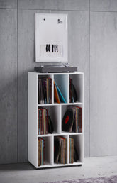 Vinylmøbel/reol, plads til 250 vinylplader, 115 x 60 x 34 cm, hvid