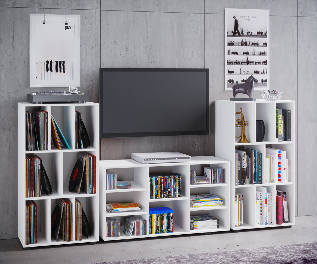 Vinylmøbel/reol, plads til 250 vinylplader, 115x60x34 cm, hvid