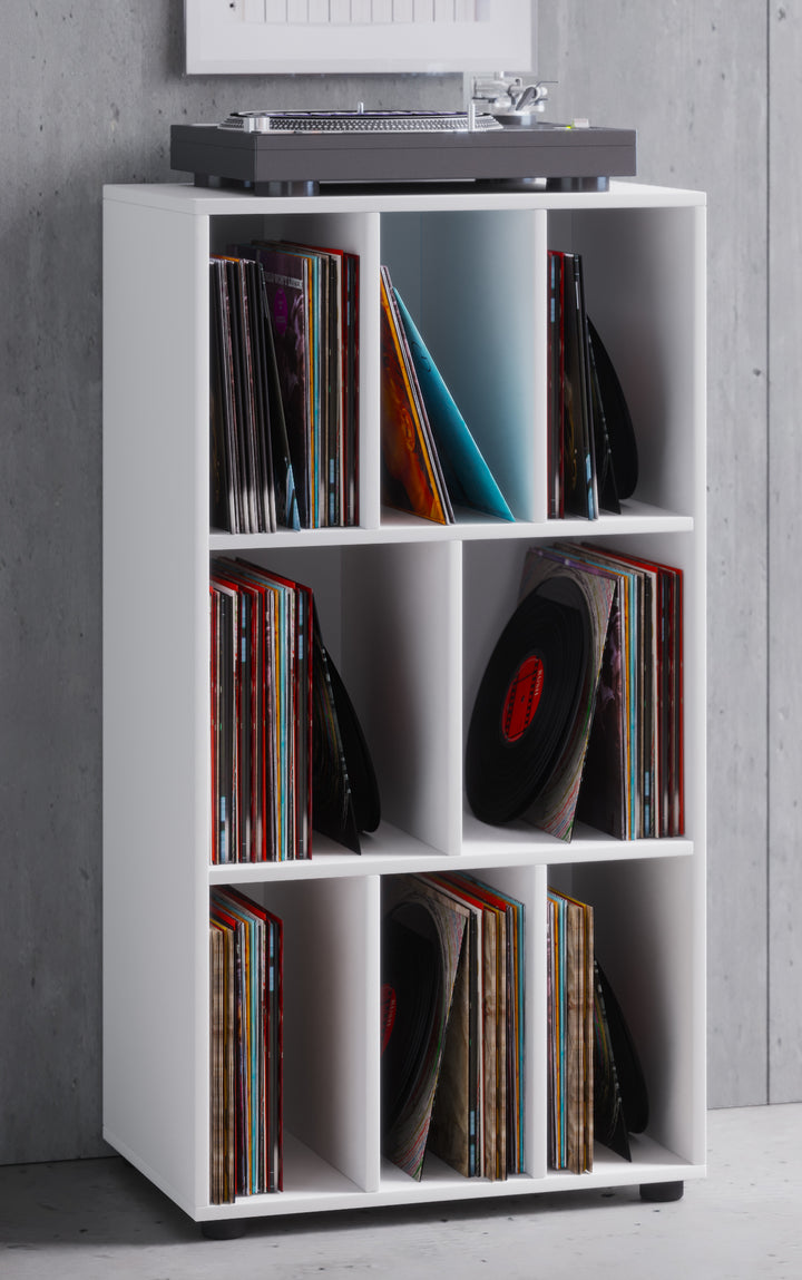 Vinylmøbel/reol, plads til 250 vinylplader, 115x60x34 cm, hvid