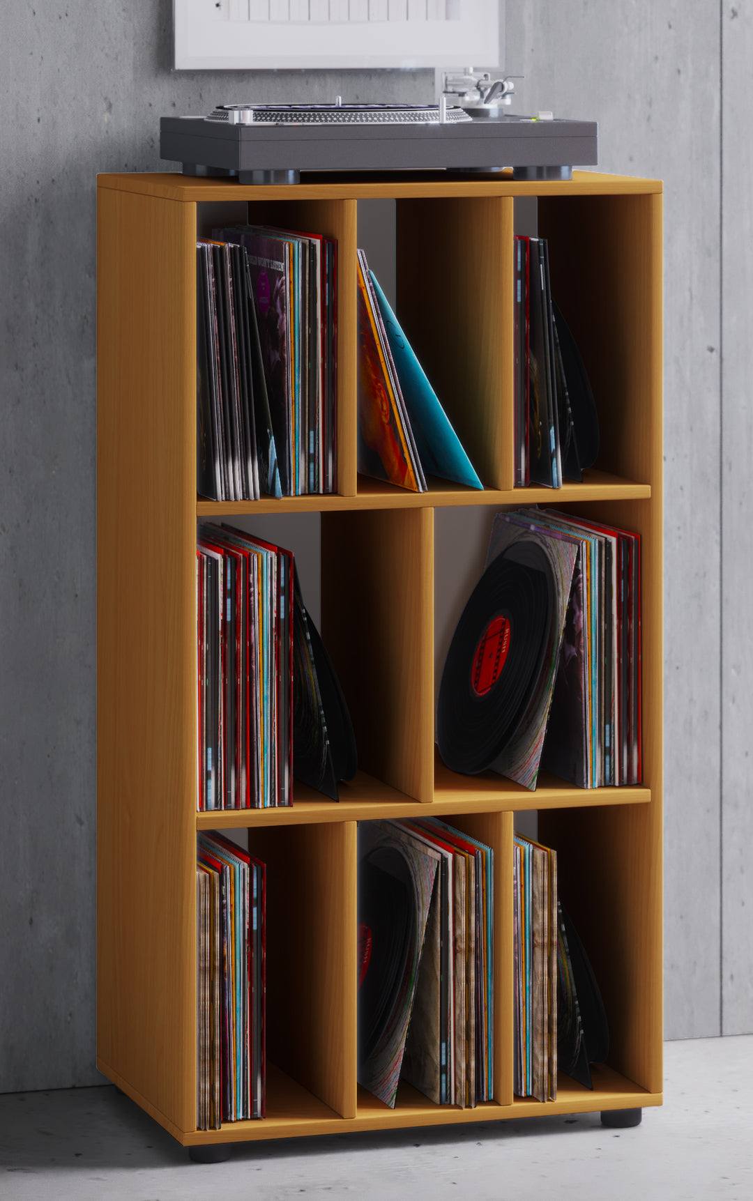 Vinylmøbel/reol, h. 115 x b. 60 x d. 34 cm, naturfarvet