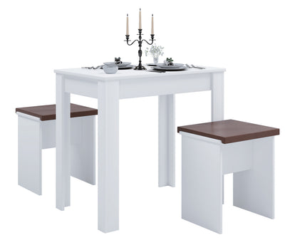 Spisebordssæt med bænke, hvid