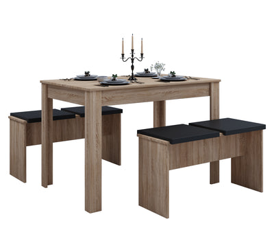 Spisebordssæt XXL, med 2 bænke, 110x70 cm