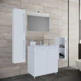 Vaskeskab med vask, spejl og skabe, 86 x 60 x 46 cm, hvid