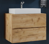 Badeværelsesmøbelsæt med håndvask, naturfarvet honning eg