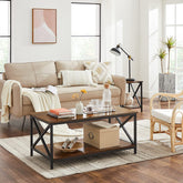 Sofabord med hylde, 100 x 55 x 45 cm, brun