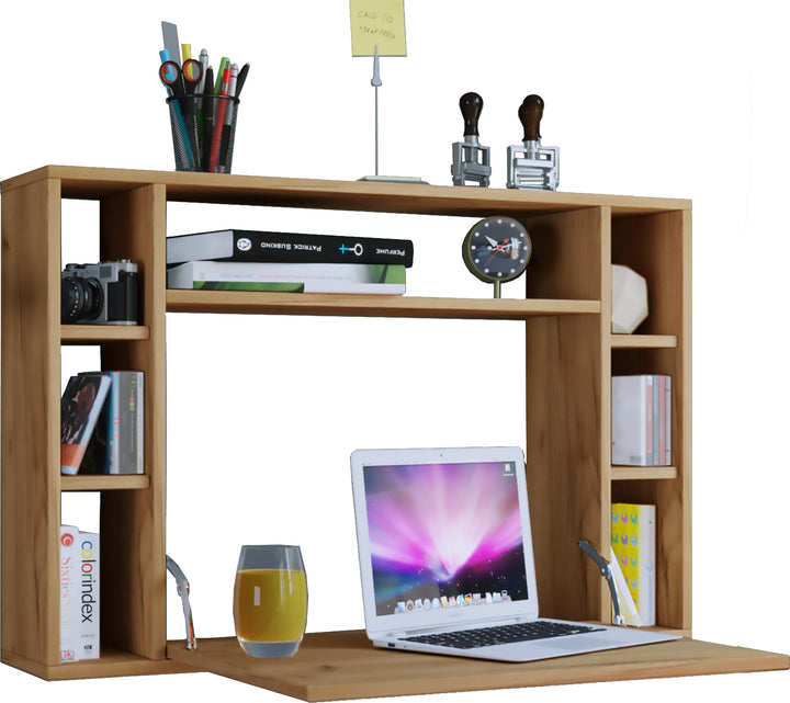 Laptop vægskrivebord, 60x90x20 cm, naturfarvet