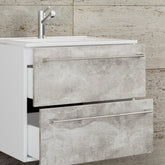 Underskab med keramisk vask, h. 50 x b. 60 x d. 46 cm, beton-look, grå