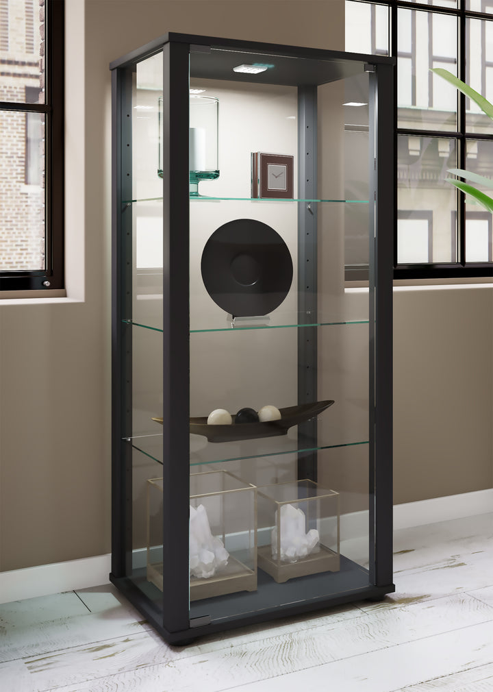 Vitrineskab i glas,115 x 50 x 38 cm, sort