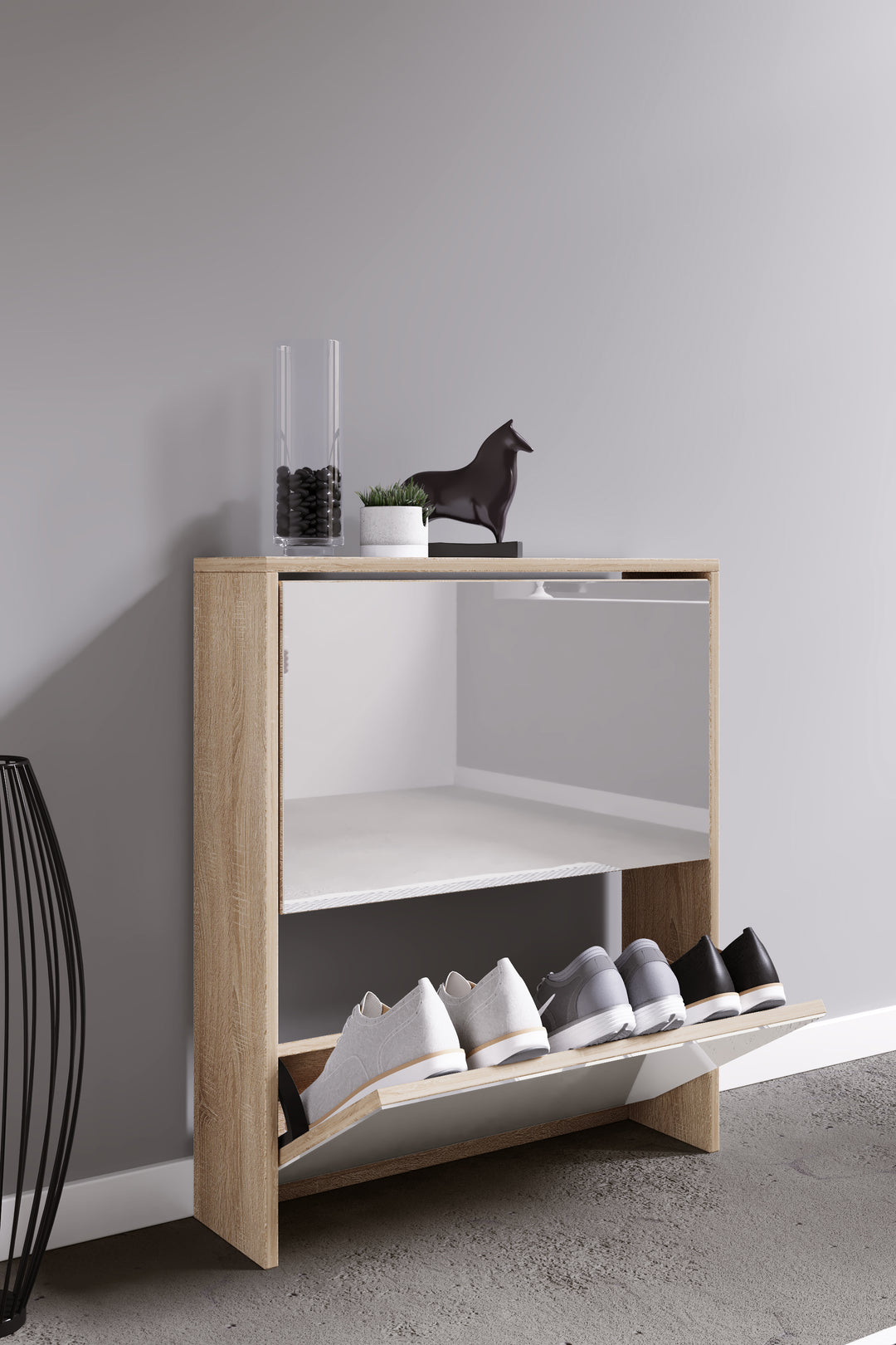Skoskab med vippefunktion, naturfarvet honning eg